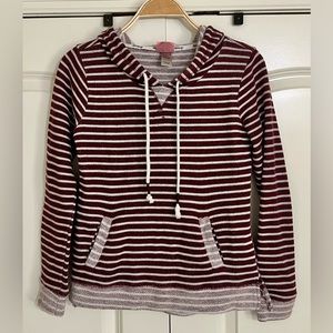 BKE Lounge Long Sleeve Hoodie - Maroon and Off White - Size Small